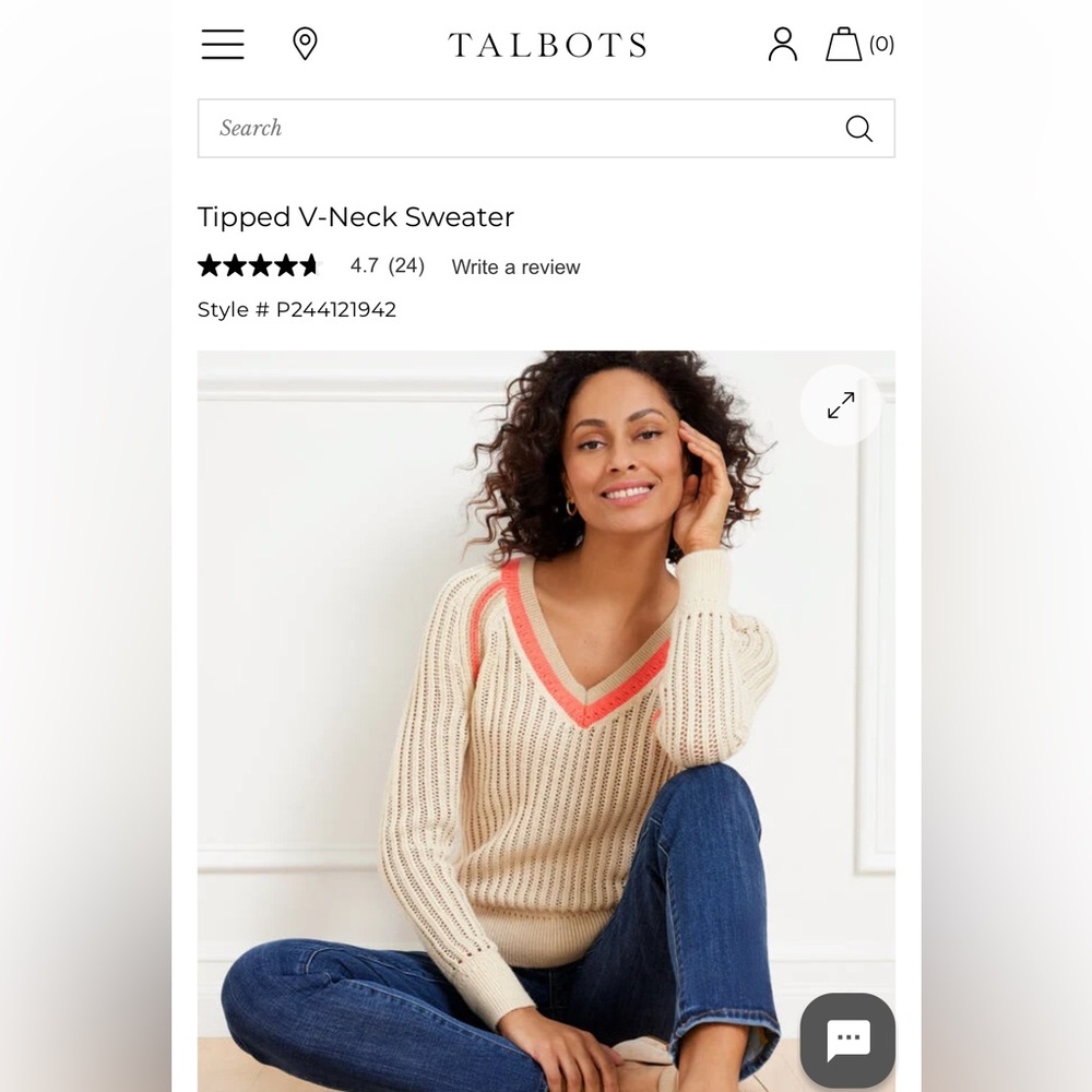 Talbots Tipped V-Neck Sweater Like new - Picture 4 of 8